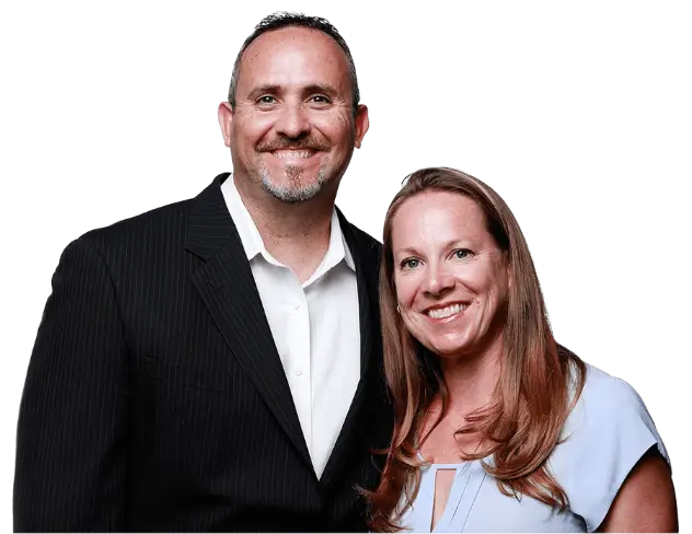 Amy and Neil, co-founders of Practice Promotions, smiling together